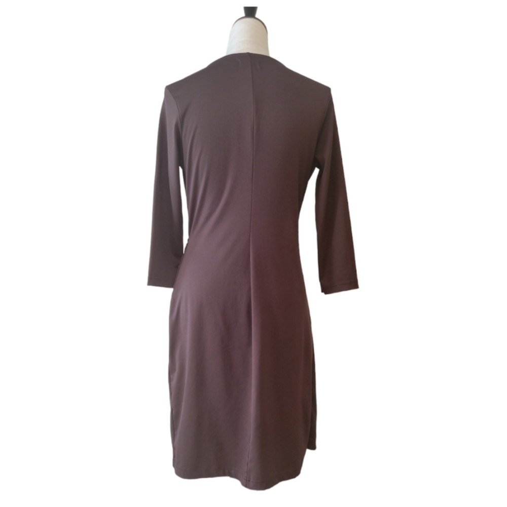 Venus Brown Jersey Knit Faux Wrap Dress Size 6 - Picture 3 of 4